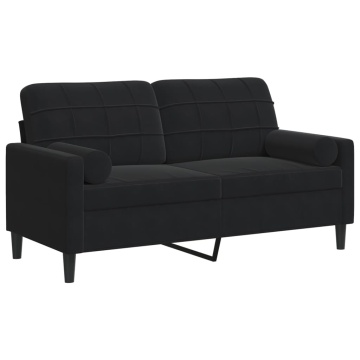 Canapea cu 2 locuri cu pernuțe, negru, 140 cm, catifea - Img 2