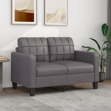 Canapea cu 2 locuri, gri, 120 cm, piele ecologică - Img 1