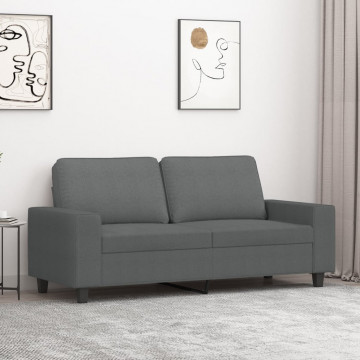 Canapea cu 2 locuri, gri închis, 140 cm, material textil - Img 1