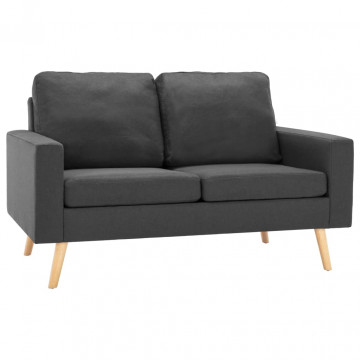 Canapea cu 2 locuri, gri închis, material textil - Img 2
