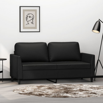Canapea cu 2 locuri, negru, 140 cm, piele ecologică - Img 1