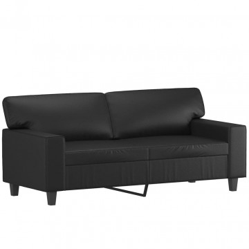 Canapea cu 2 locuri, negru, 140 cm, piele ecologică - Img 2