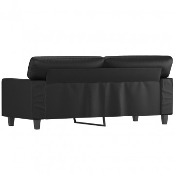 Canapea cu 2 locuri, negru, 140 cm, piele ecologică - Img 8