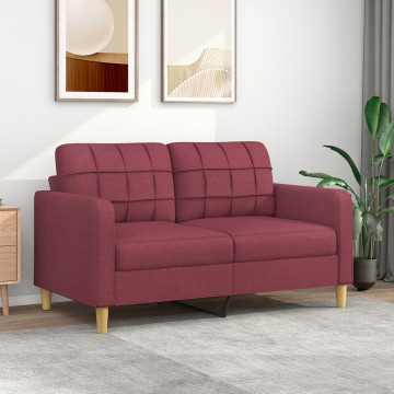 Canapea cu 2 locuri, roșu vin, 140 cm, material textil - Img 1