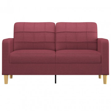 Canapea cu 2 locuri, roșu vin, 140 cm, material textil - Img 3