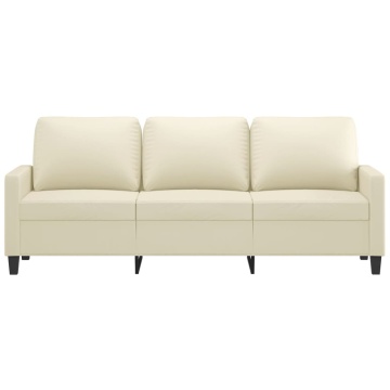 Canapea cu 3 locuri, crem, 180 cm, piele ecologică - Img 3