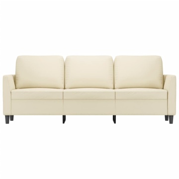 Canapea cu 3 locuri, crem, 180 cm, piele ecologică - Img 3