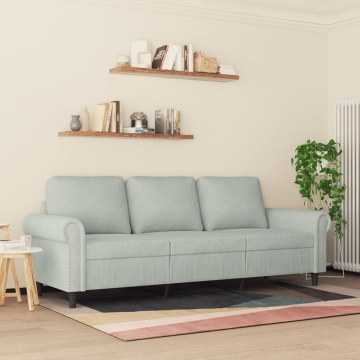 Canapea cu 3 locuri, gri deschis, material 180CM catifea - Img 3