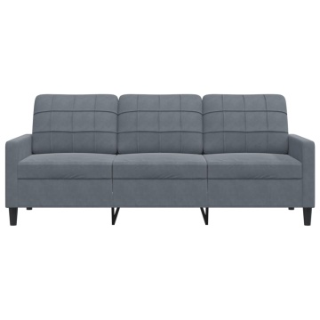 Canapea cu 3 locuri, gri închis, 180 cm, material catifea - Img 4