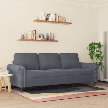 Canapea cu 3 locuri, gri închis, 180 cm, material catifea - Img 3