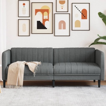 Canapea cu 3 locuri, gri închis, material textil - Img 1