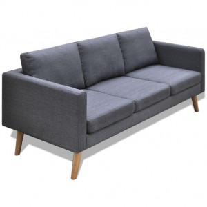Canapea cu 3 locuri, material textil, gri închis - Img 1