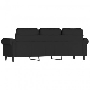 Canapea cu 3 locuri, Negru, 180 cm, catifea - Img 8
