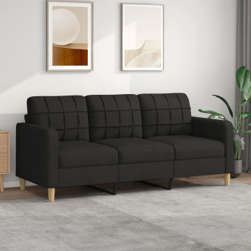 Canapea cu 3 locuri, negru, 180 cm, material textil - Img 1