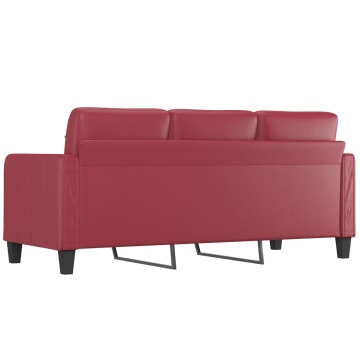 Canapea cu 3 locuri, roșu vin, 180 cm, piele ecologică - Img 8
