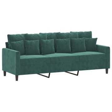 Canapea cu 3 locuri, verde închis, 180 cm, catifea - Img 2