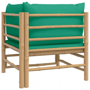 Canapea de colț pentru grădină, perne verzi, bambus - Img 7