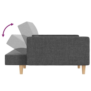 Canapea extensibilă cu 2 locuri, 2 perne, gri deschis, textil - Img 6