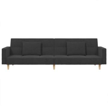 Canapea extensibilă cu 2 locuri, 2 perne, gri închis, textil - Img 4