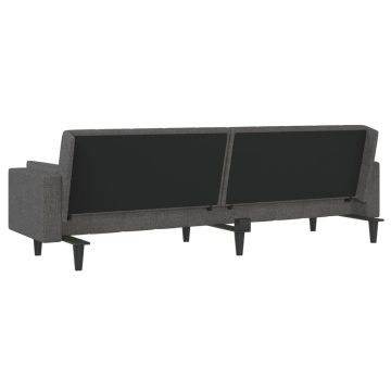 Canapea extensibilă cu 2 locuri, 2 perne, gri închis, textil - Img 6