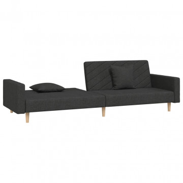 Canapea extensibilă cu 2 locuri, 2 perne, negru, textil - Img 4