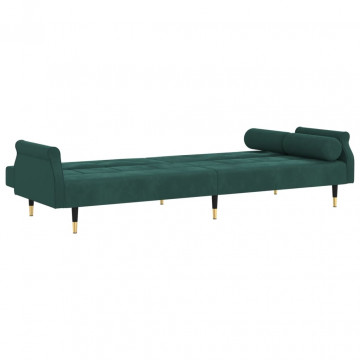 Canapea extensibilă cu perne, verde închis, catifea - Img 7