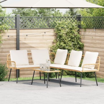 Canapea în formă de L Natural 231x173x78 cm Poliratan - Img 1