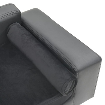 Canapea pentru câini, gri, 81x43x31 cm, pluș & piele ecologică - Img 8