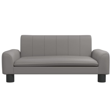 Canapea pentru copii, gri, 70x45x30 cm, piele ecologică - Img 3