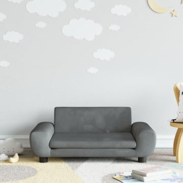 Canapea pentru copii, gri închis, 70x45x33 cm, catifea - Img 1