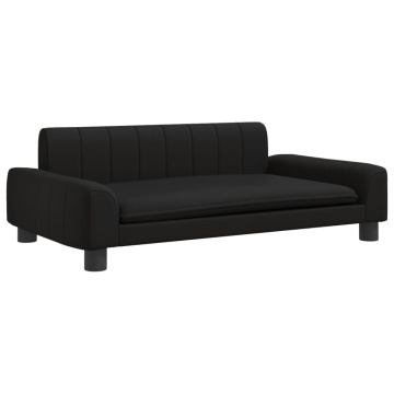 Canapea pentru copii, negru, 90x53x30 cm, piele ecologică - Img 2