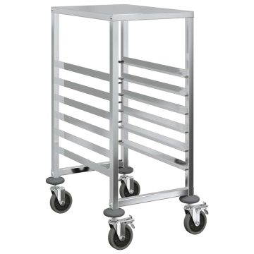 Cărucior cu tăvi cu 6 containere GN 39x55x87 cm oțel inoxidabil - Img 2