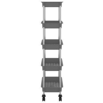 Cărucior de bucătărie 5 niveluri gri 42x29x128 cm fier și ABS - Img 4