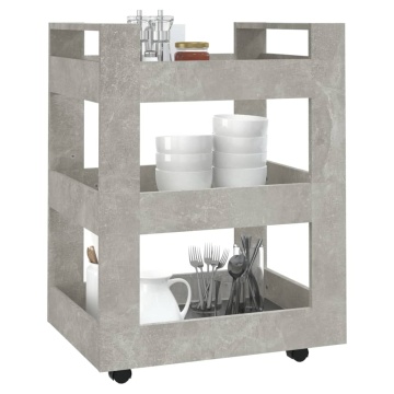 Cărucior de bucătărie gri beton 60x45x80 cm lemn prelucrat - Img 4