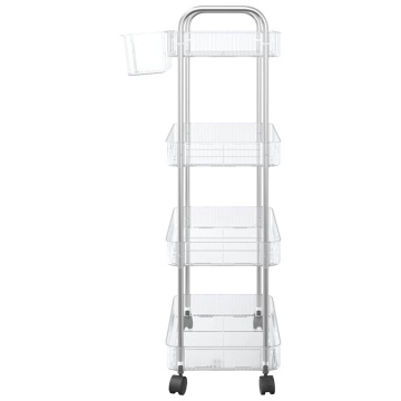 Cărucior de depozitare cu 4 niveluri, transparent acrilic - Img 8