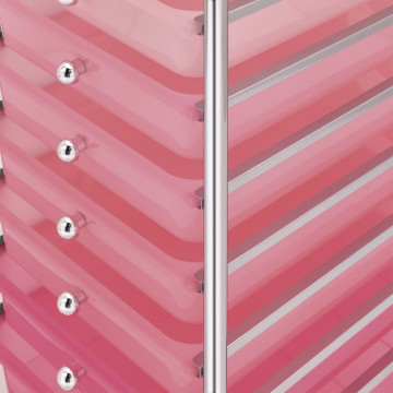 Cărucior de depozitare mobil cu 10 sertare, roz ombre, plastic - Img 6