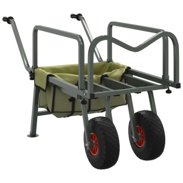 Cărucior de pescuit cu 2 roți, verde, oțel vopsit electrostatic - Img 2