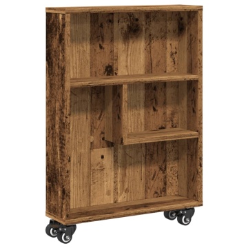 Cărucior depozitare îngust lemn vechi 48x13x68cm lemn prelucrat - Img 2