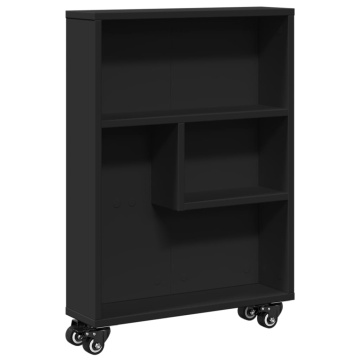 Cărucior depozitare îngust, negru, 48x13x68 cm, lemn prelucrat - Img 2