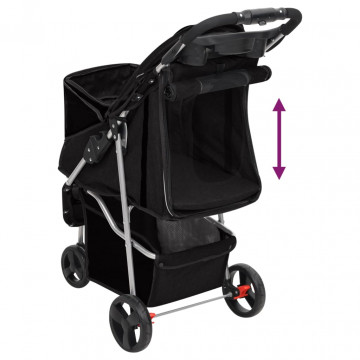 Cărucior pliabil pentru câini negru 80x46x98 cm țesătură Oxford - Img 6
