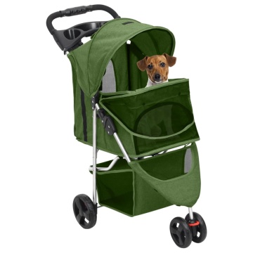 Cărucior pliabil pentru câini verde 80x46x98 cm țesătură Oxford - Img 2