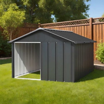 Casă pentru câini antracit 116,5x153x81,5 cm oțel galvanizat - Img 1