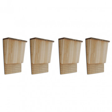 Căsuțe de lilieci, 4 buc., 22 x 12 x 34 cm, lemn - Img 1