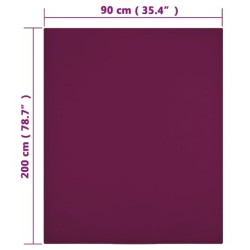 Cearșaf de pat cu elastic, 2 buc., bordo, 90x200 cm, bumbac - Img 4