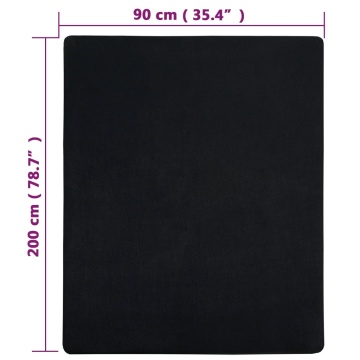 Cearșaf de pat cu elastic, 2 buc., negru, 90x200 cm, bumbac - Img 5