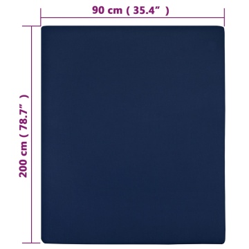 Cearșaf de pat cu elastic, bleumarin, 90x200 cm, bumbac - Img 4