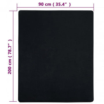 Cearșaf de pat cu elastic, negru, 90x200 cm, bumbac - Img 5