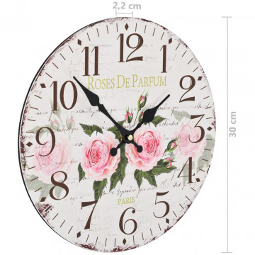 Ceas de perete vintage, 30 cm, floare - Img 5