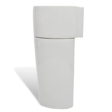 Chiuvetă baie cu suport, orificiu robinet/preaplin,rotund,ceramică,alb - Img 5