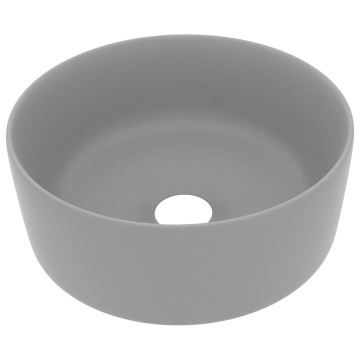 Chiuvetă baie lux gri deschis mat 40x15 cm ceramică rotund - Img 2